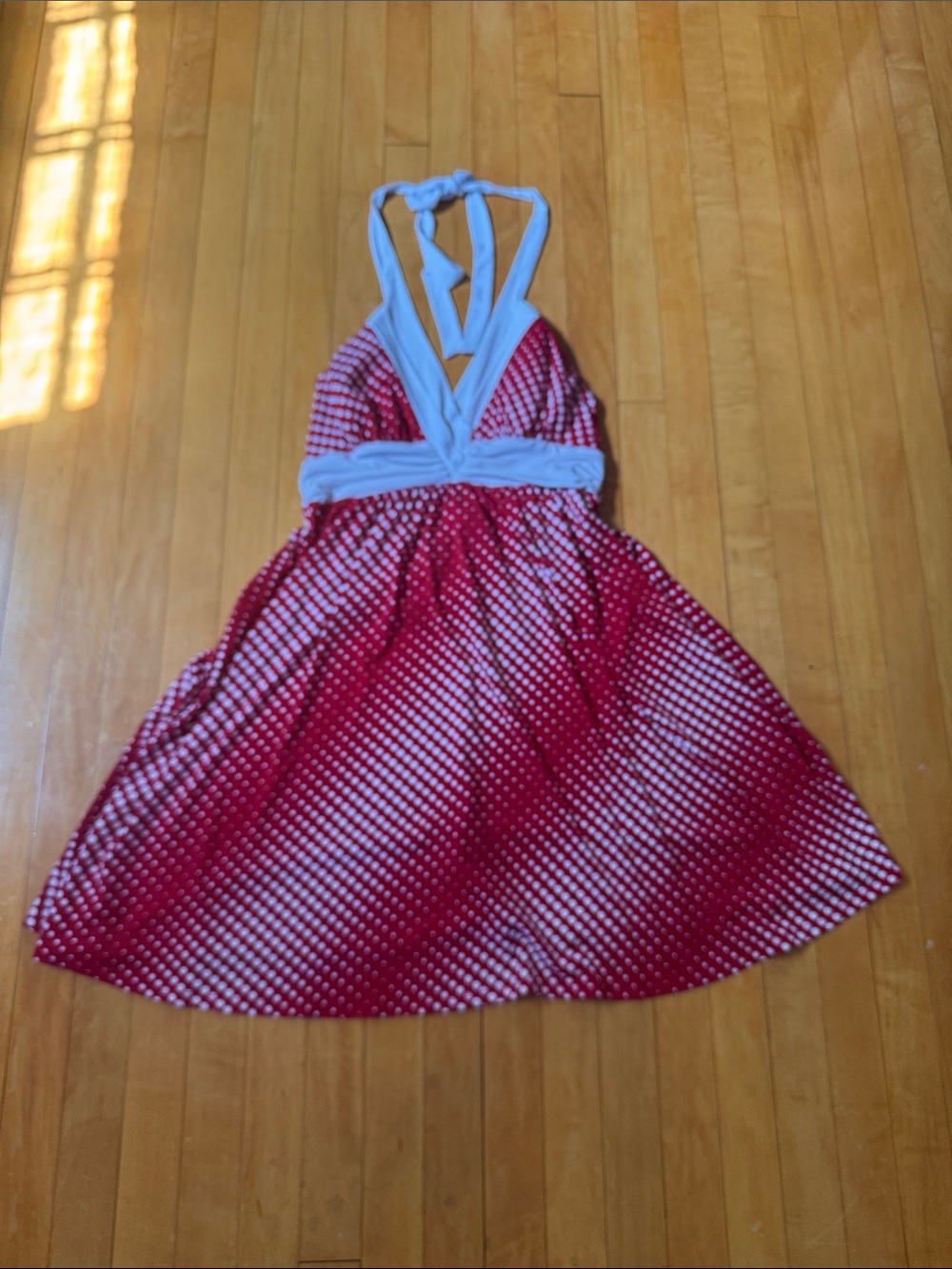 Candie's Red and White Polka Dot Halter Dress women’s XL